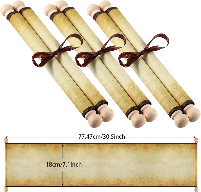 Makevivi 3 PCS Blank Scroll Paper with Wood Rods, for Naughty or Nice List, Writing, Wedding Vows, Invitation, Love Letter, Cosplay Prop, Renaissance, 7.1 x 30.5 inches - Image 2